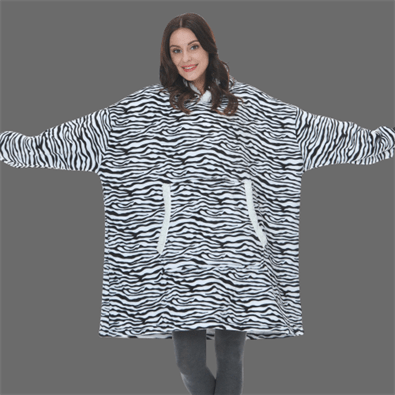 Zebra pattern Blanket Hoodie