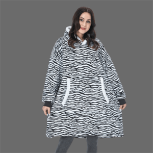 Zebra pattern Blanket Hoodie 2