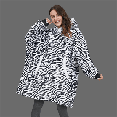 Zebra pattern Blanket Hoodie 1